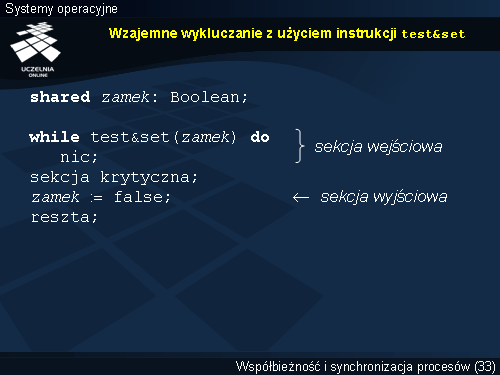 Wzajemne wykluczanie z użyciem instrukcji test&set