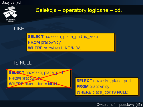 Selekcja – operatory logiczne – cd.