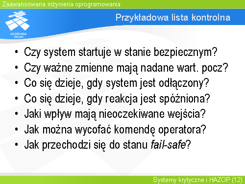 Przykładowa lista kontrolna