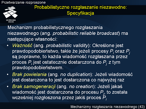 Probabilistyczne rozgłaszanie niezawodne: Specyfikacja