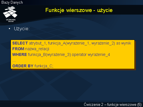 Funkcje wierszowe - użycie