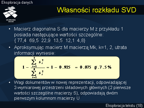 Własności rozkładu SVD