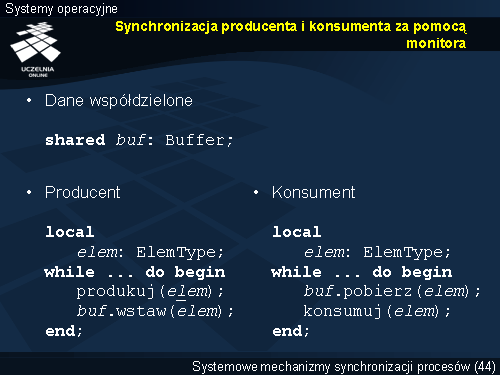 Synchronizacja producenta i konsumenta za pomocą monitora