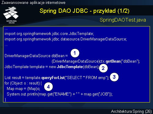 Spring DAO JDBC - przykład (1/2)