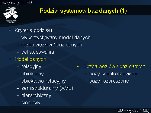 Podział systemów baz danych (1)