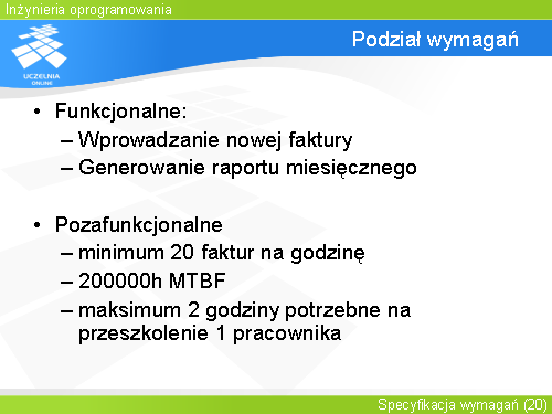 Podział wymagań