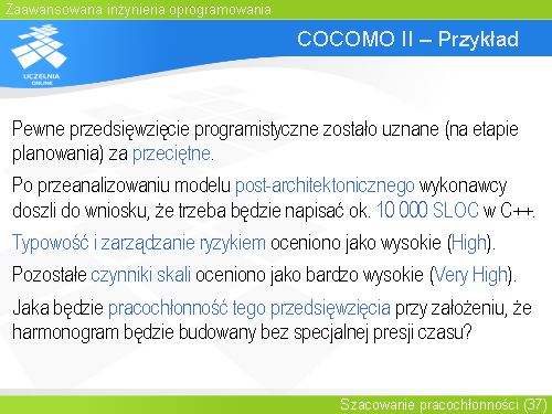 COCOMO II – Przykład