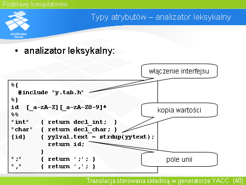 Typy atrybutów – analizator leksykalny