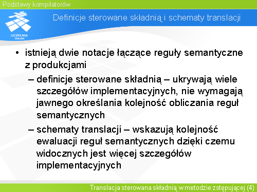 Definicje sterowane składnią i schematy translacji