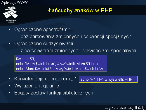 Łańcuchy znaków w PHP