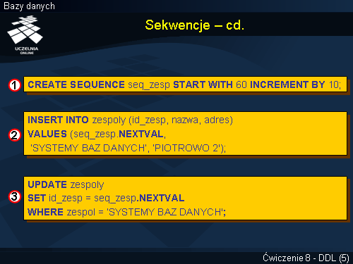 Sekwencje – cd.