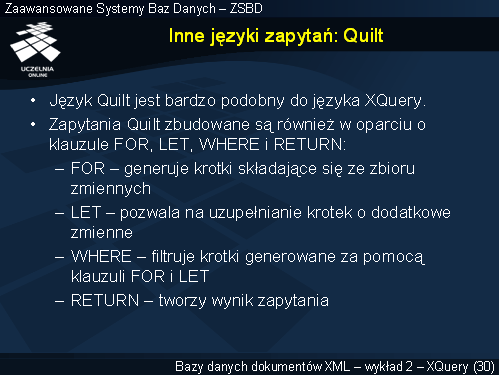 Inne języki zapytań: Quilt