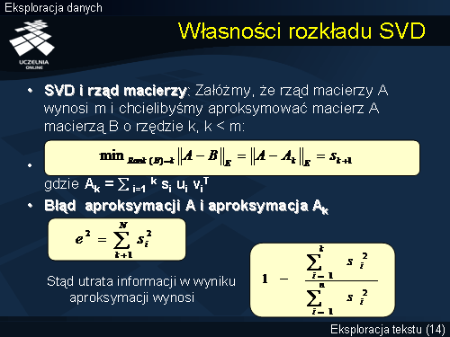 Własności rozkładu SVD