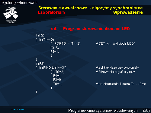Sterowanie dwustanowe - algorytmy synchroniczne Laboratorium Wprowadzenie