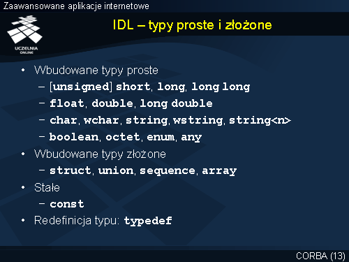 IDL – typy proste i złożone
