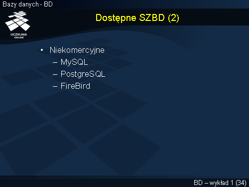 Dostępne SZBD (2)