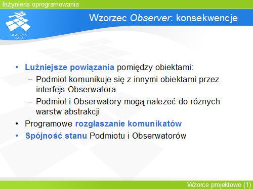 Wzorzec Observer: konsekwencje