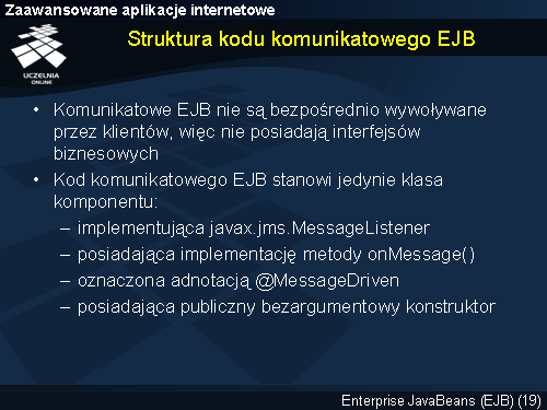 Struktura kodu komunikatowego EJB