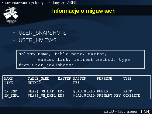Informacje o migawkach