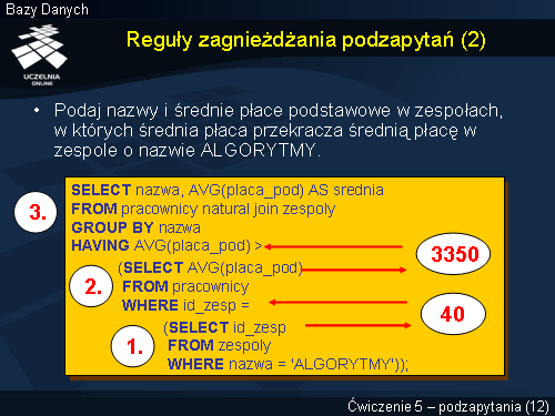 Reguły zagnieżdżania podzapytań (2)