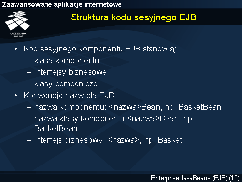 Struktura kodu sesyjnego EJB