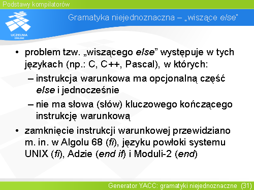 Gramatyka niejednoznaczna – „wiszące else”