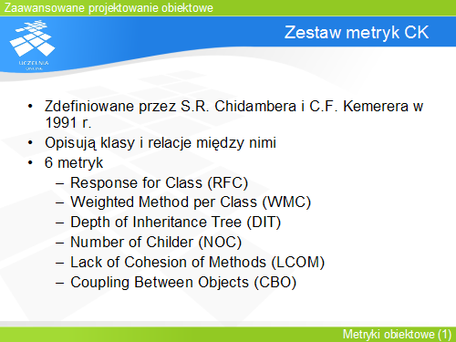 Zestaw metryk CK