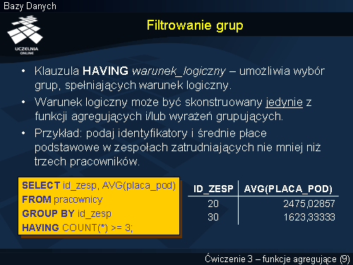 Filtrowanie grup
