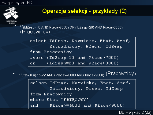 Operacja selekcji - przykłady (2)