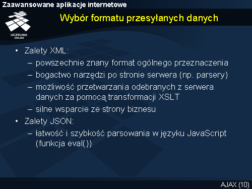 Wybór formatu przesyłanych danych