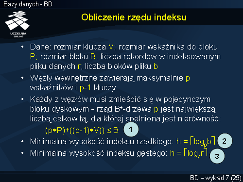 Obliczenie rzędu indeksu