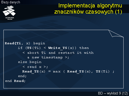 Implementacja algorytmu znaczników czasowych (1)