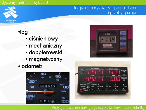 Urzadzenia wyznaczajace predkosc i przebyta droge