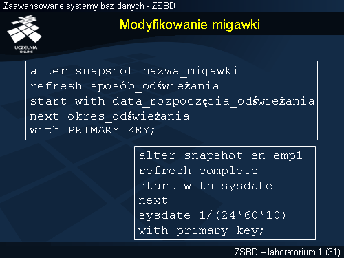 Modyfikowanie migawki