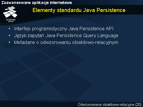 Elementy standardu Java Persistence