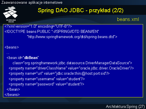 Spring DAO JDBC - przykład (2/2)
