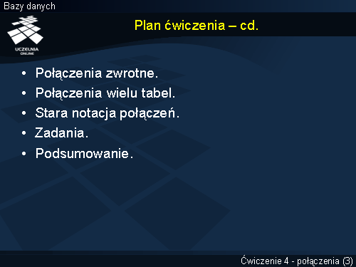 Plan ćwiczenia – cd.