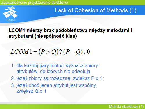 Lack of Cohesion of Methods (1)