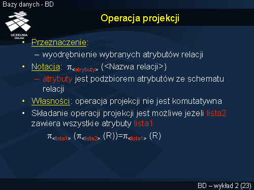 Operacja projekcji