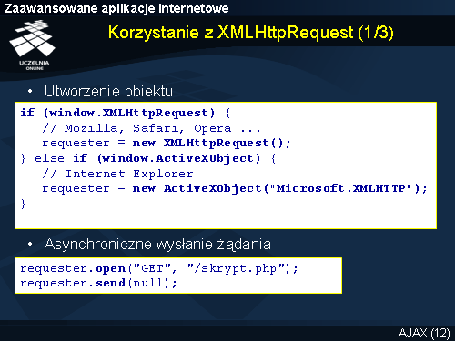Korzystanie z XMLHttpRequest (1/3)