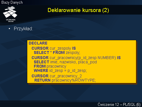 Deklarowanie kursora (2)