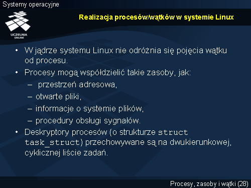 Realizacja procesów/wątków w systemie Linux