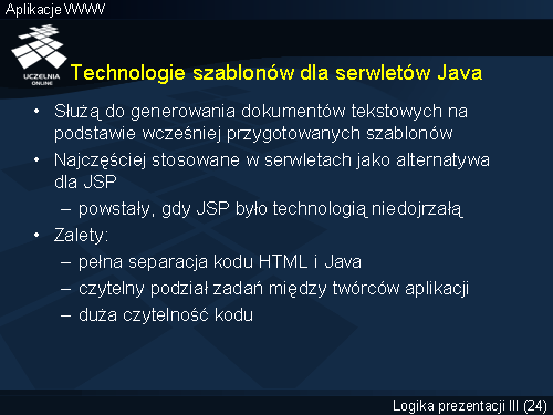 Technologie szablonów dla serwletów Java