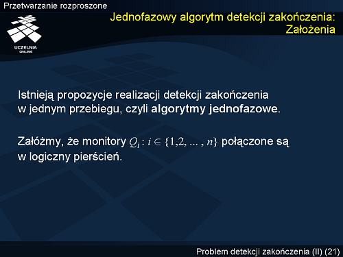 Jednofazowy algorytm detekcji zakończenia: Założenia