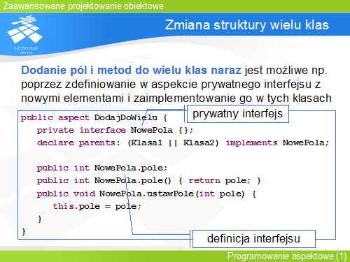 Zmiana struktury wielu klas