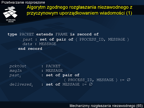 Algorytm zgodnego rozgłaszania niezawodnego z przyczynowym uporządkowaniem wiadomości (1)