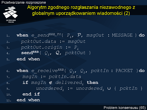 Algorytm zgodnego rozgłaszania niezawodnego z globalnym uporządkowaniem wiadomości (2)