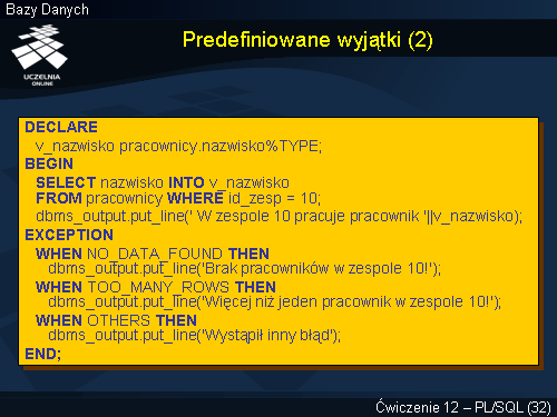 Predefiniowane wyjątki (2)