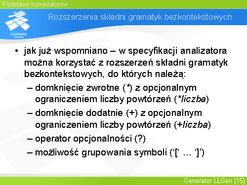 Rozszerzenia składni gramatyk bezkontekstowych