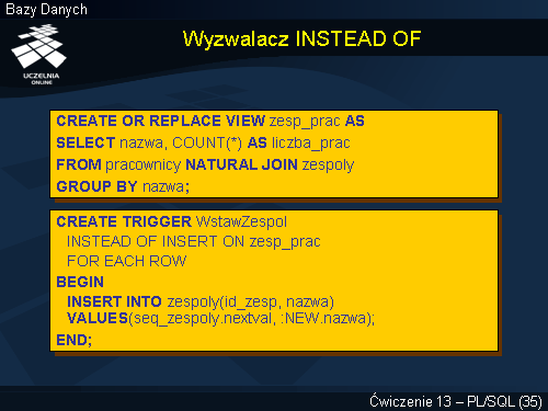 Wyzwalacz INSTEAD OF